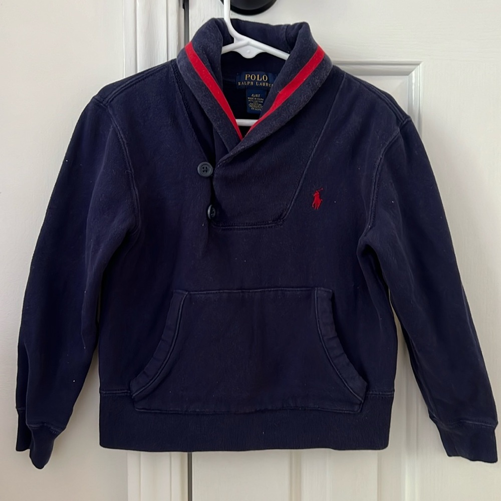 Boys Polo by Ralph Lauren navy pullover. Size 4T. Sweatshirt material.